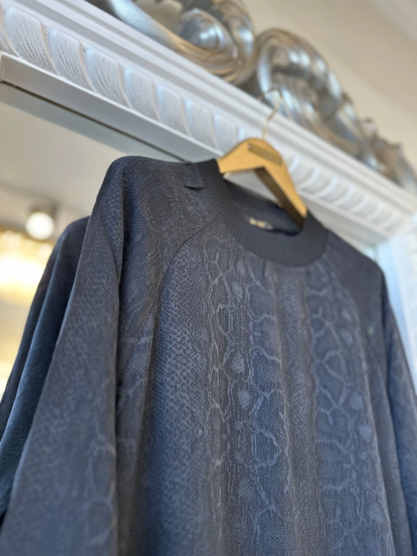 İNVEE 7033 Desenli Modal Elbise - Siyah