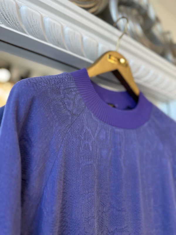 İNVEE 7033 Desenli Modal Elbise - Mor