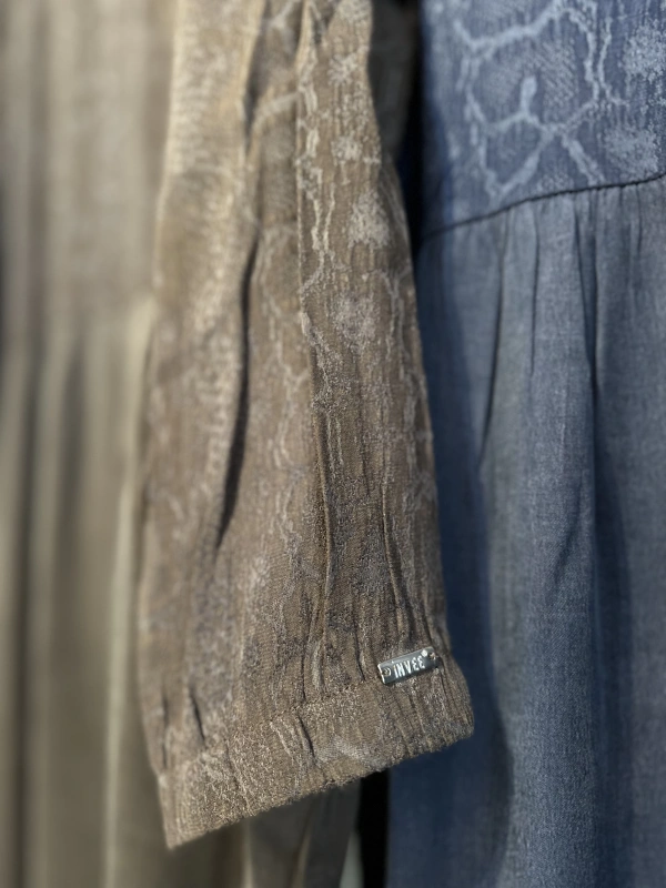 İNVEE 7033 Desenli Modal Elbise - Kahverengi