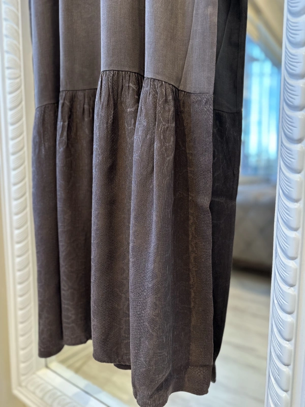 İNVEE 7033 Desenli Modal Elbise - Kahverengi