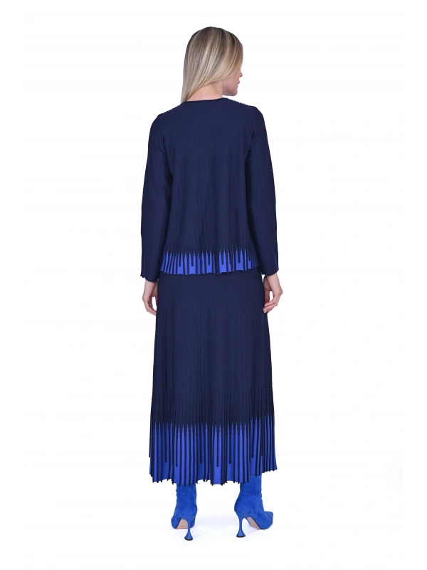 İNVEE 7034 İki Renkli Triko Takım - Lacivert