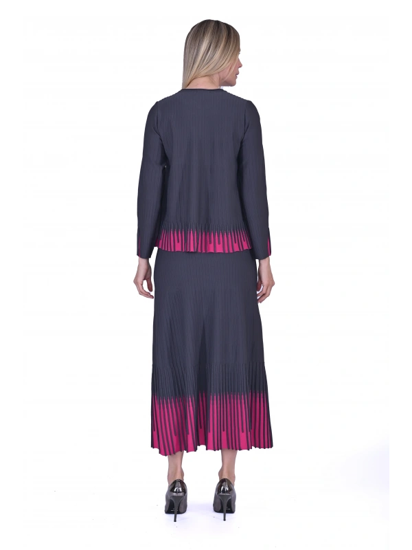 İNVEE 7034 İki Renkli Triko Takım - Gri