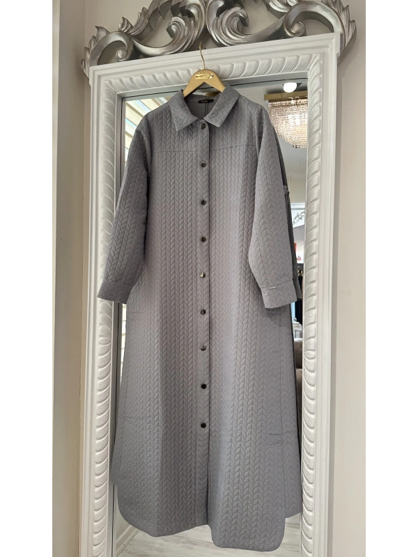 İNVEE Çıtçıt Kapamalı Kapitone Kap - Gri