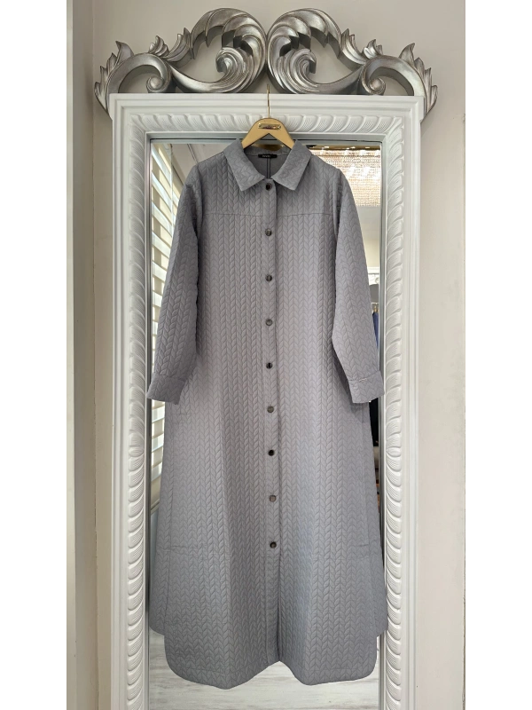 İNVEE Çıtçıt Kapamalı Kapitone Kap - Gri