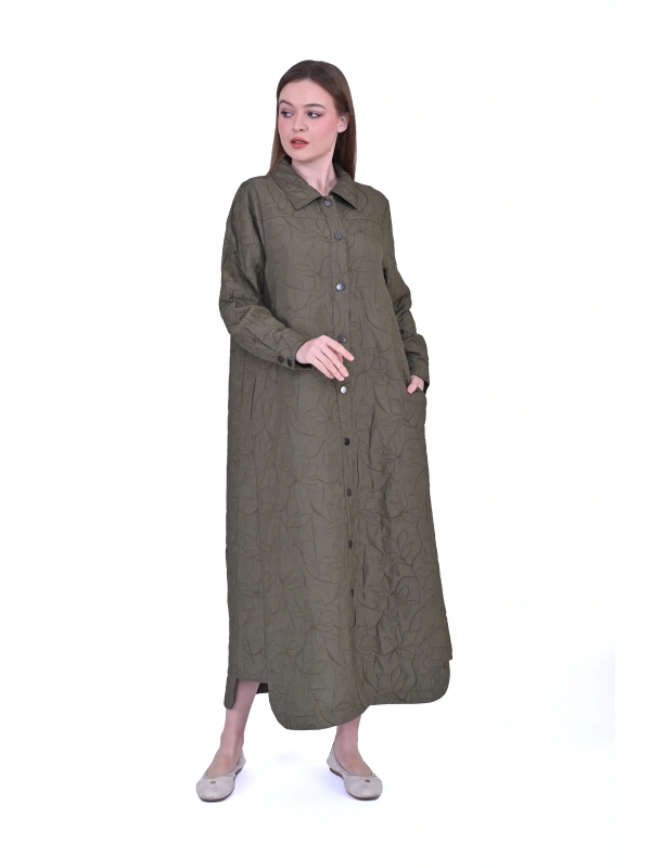 İNVEE Çıtçıt Kapamalı Kapitone Kap - Haki