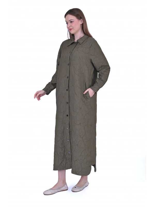 İNVEE Çıtçıt Kapamalı Kapitone Kap - Haki