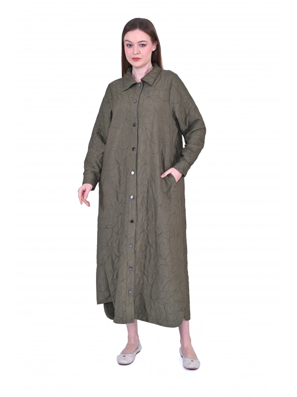 İNVEE Çıtçıt Kapamalı Kapitone Kap - Haki