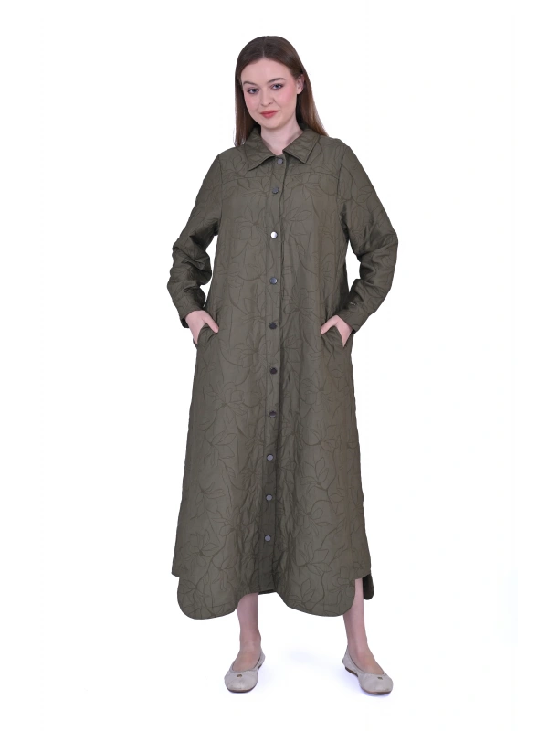 İNVEE Çıtçıt Kapamalı Kapitone Kap - Haki