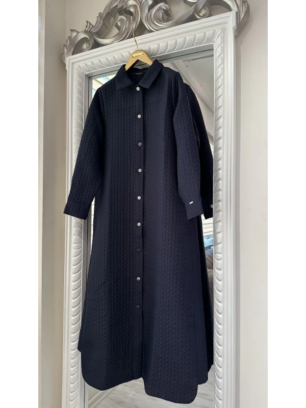 İNVEE Çıtçıt Kapamalı Kapitone Kap - Lacivert