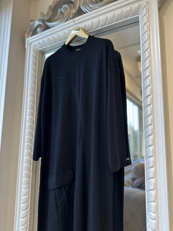 İNVEE Cepli İki İplik Elbise - Siyah