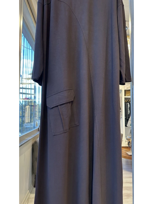 İNVEE Cepli İki İplik Elbise - Kahverengi