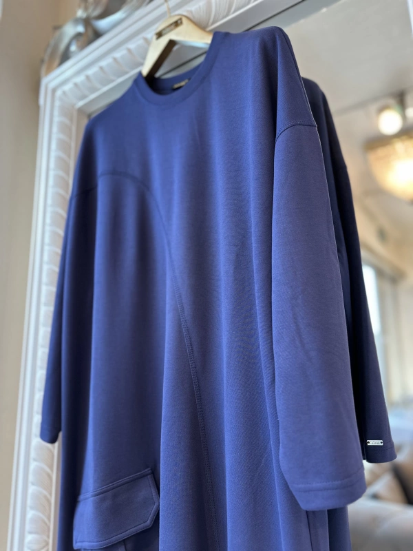 İNVEE Cepli İki İplik Elbise - İndigo