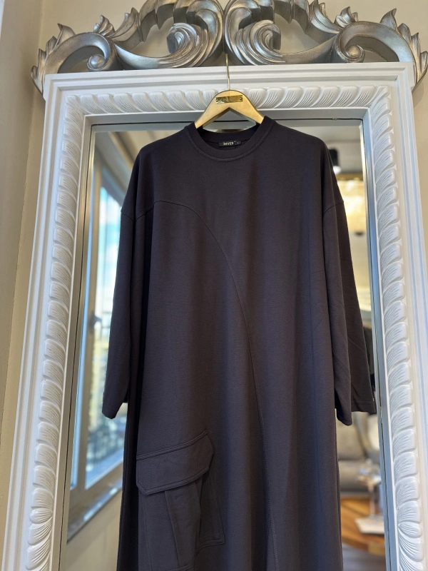 İNVEE Cepli İki İplik Elbise - Kahverengi