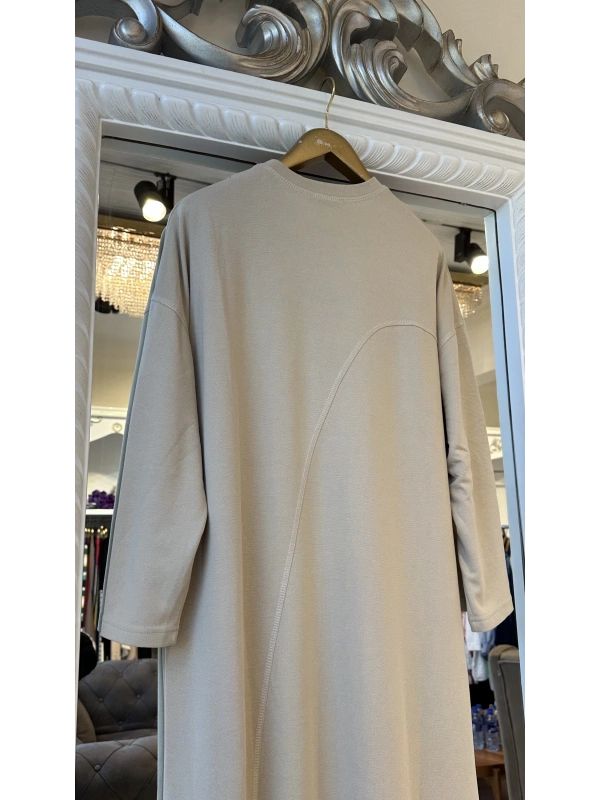 İNVEE Cepli İki İplik Elbise - Bej