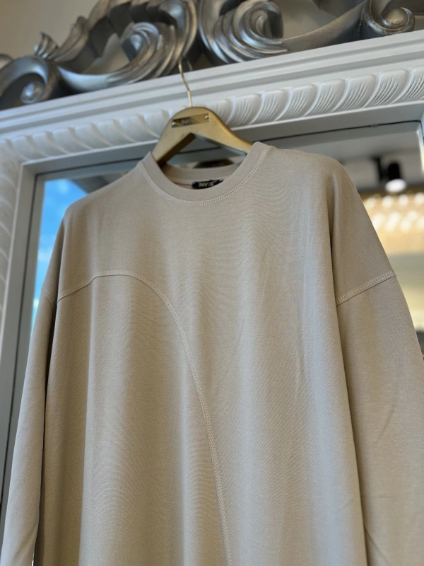 İNVEE Cepli İki İplik Elbise - Bej