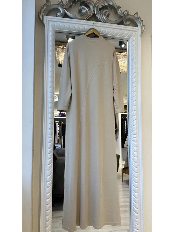 İNVEE Cepli İki İplik Elbise - Bej