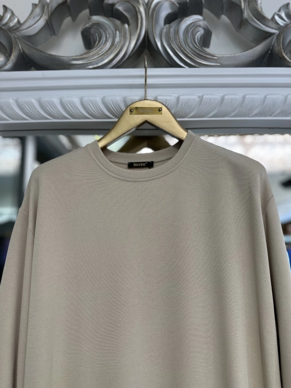 İNVEE 7047 Fermuar Detaylı İki İplik Tunik - Bej