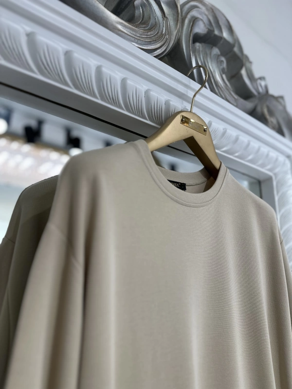 İNVEE 7047 Fermuar Detaylı İki İplik Tunik - Bej