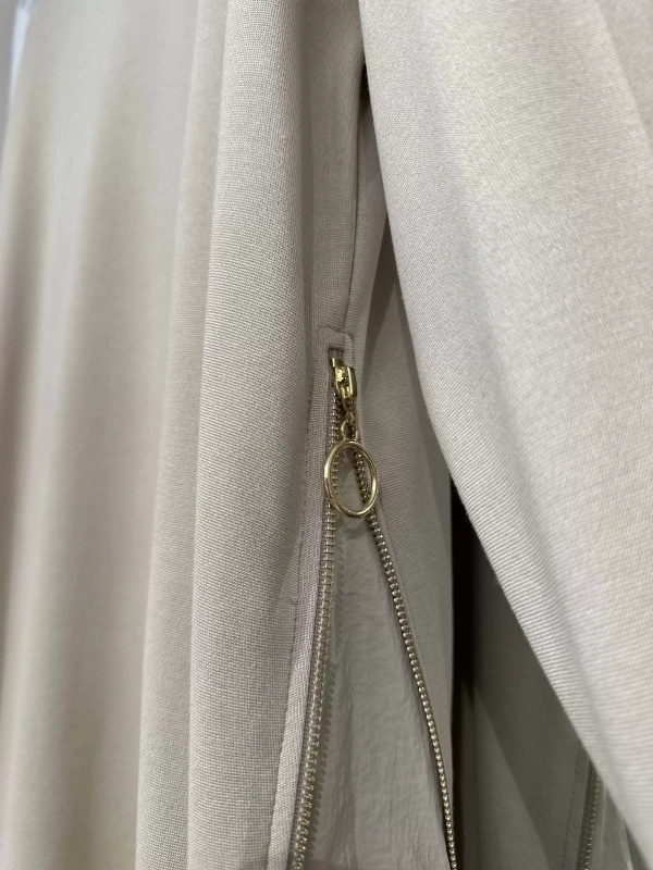 İNVEE 7047 Fermuar Detaylı İki İplik Tunik - Bej