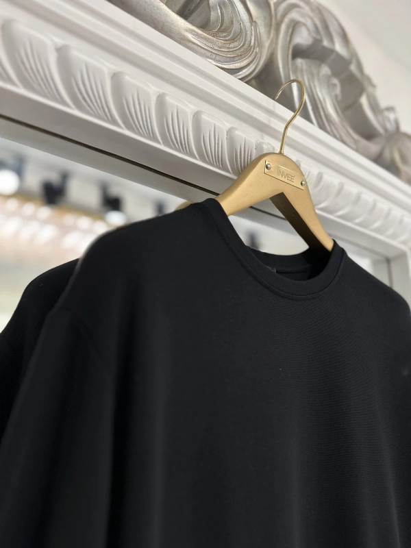 İNVEE 7047 Fermuar Detaylı İki İplik Tunik - Siyah