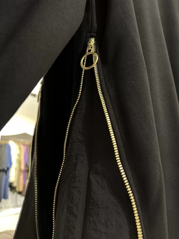 İNVEE 7047 Fermuar Detaylı İki İplik Tunik - Siyah