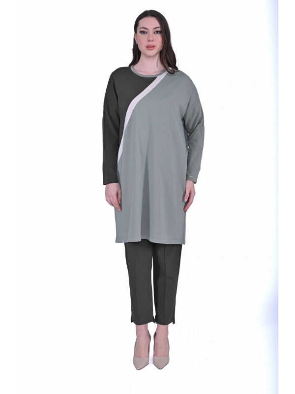 İNVEE 7048 Renk Bloklu Triko Tunik - Küfrengi