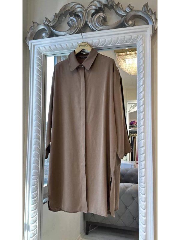İNVEE 7094 Modal Gömlek - Kahverengi