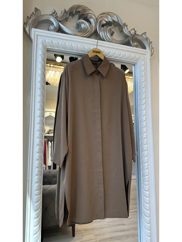 İNVEE 7094 Modal Gömlek - Kahverengi