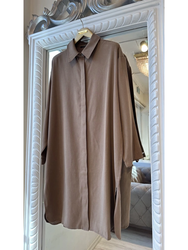 İNVEE 7094 Modal Gömlek - Kahverengi