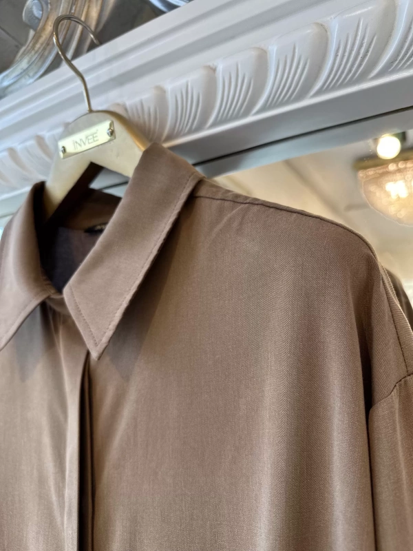 İNVEE 7094 Modal Gömlek - Kahverengi