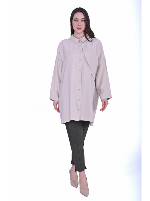 İNVEE 7053 Krem Gömlek