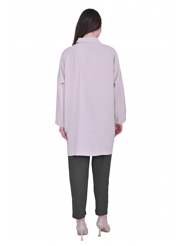 İNVEE 7053 Krem Gömlek