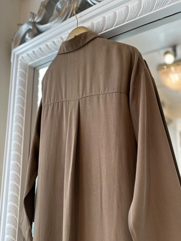 İNVEE 7057 Modal Kumaş Uzun Gömlek/Kap - Kahverengi