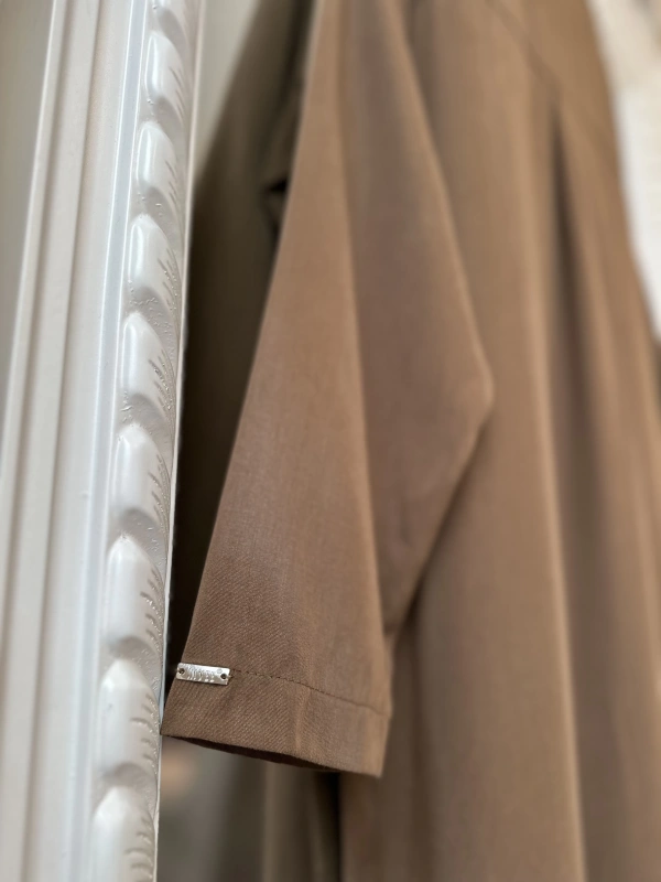 İNVEE 7057 Modal Kumaş Uzun Gömlek/Kap - Kahverengi