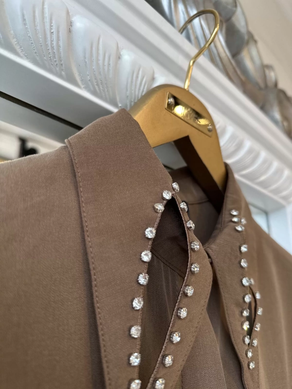 İNVEE 7057 Modal Kumaş Uzun Gömlek/Kap - Kahverengi