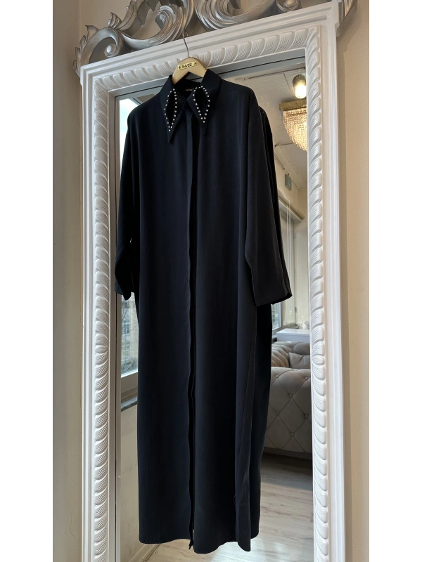 İNVEE 7057 Modal Kumaş Uzun Gömlek/Kap - Siyah