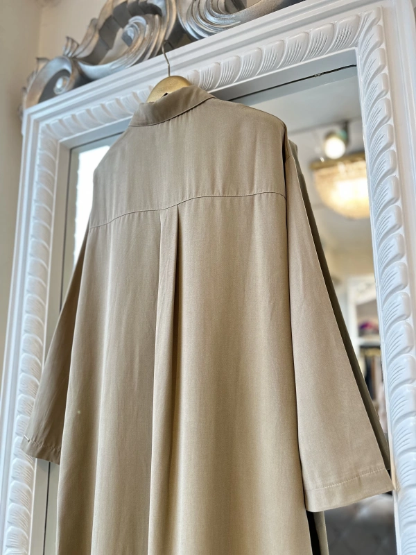 İNVEE 7057 Modal Kumaş Uzun Gömlek/Kap - Bej