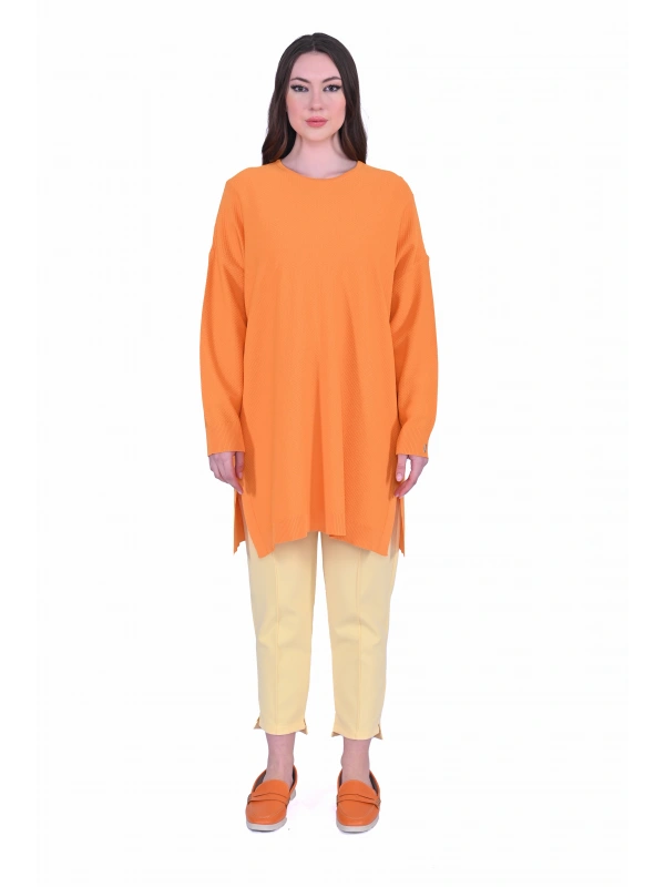 İNVEE 7059 Turuncu Triko Tunik