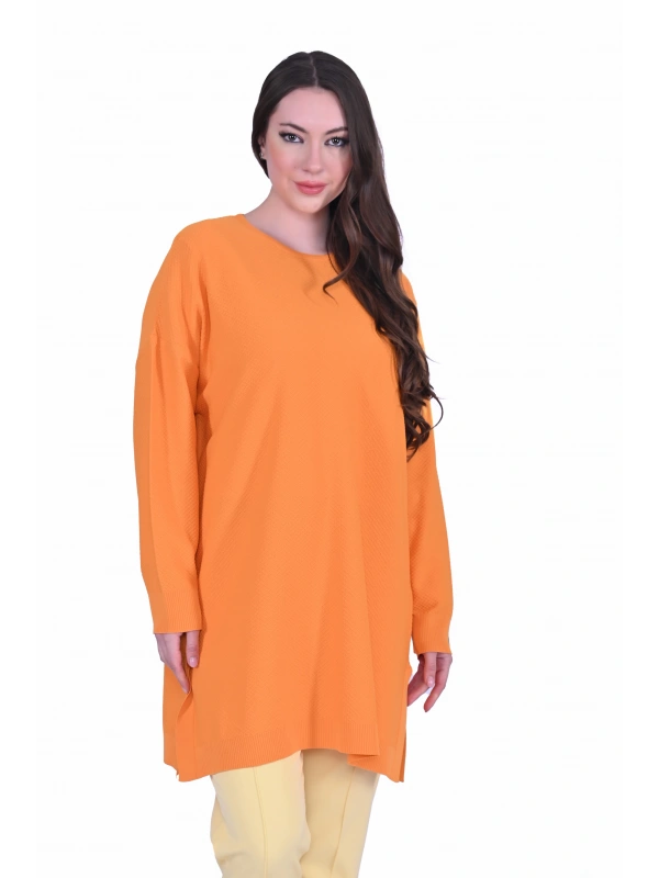 İNVEE 7059 Turuncu Triko Tunik