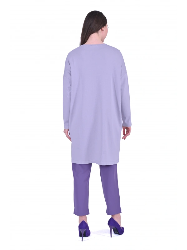 İNVEE 7062 Taş Baskılı Triko Tunik - Lila