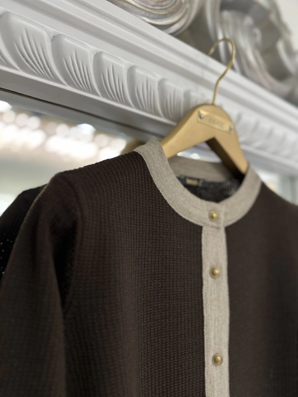 İNVEE 7068 Yün Karışımlı Kahverengi Hırka