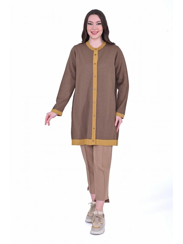 İNVEE 7068 Yün Karışımlı Hardal Hırka