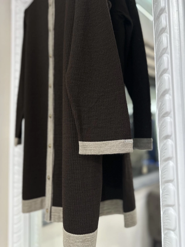 İNVEE 7068 Yün Karışımlı Kahverengi Hırka