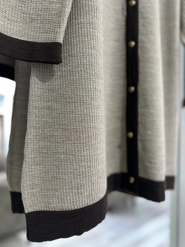 İNVEE 7068 Yün Karışımlı Vizon-Kahve Hırka