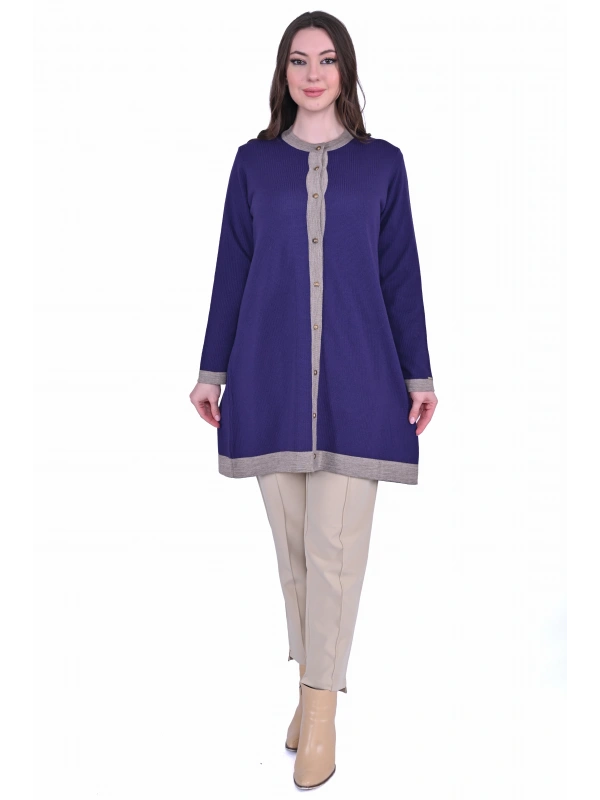 İNVEE 7068 Yün Karışımlı Mor Hırka