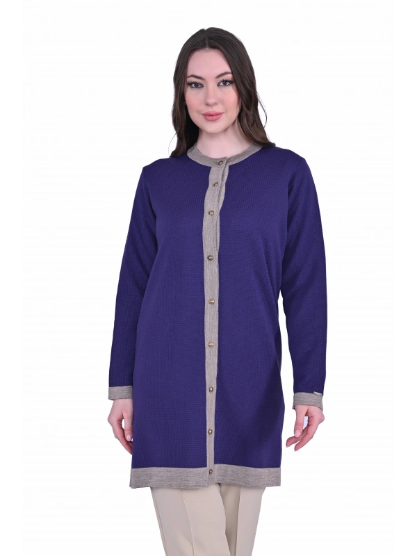 İNVEE 7068 Yün Karışımlı Mor Hırka