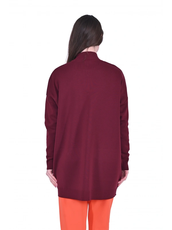 İNVEE 7070 Yün Karışımlı Triko Hırka - Bordo