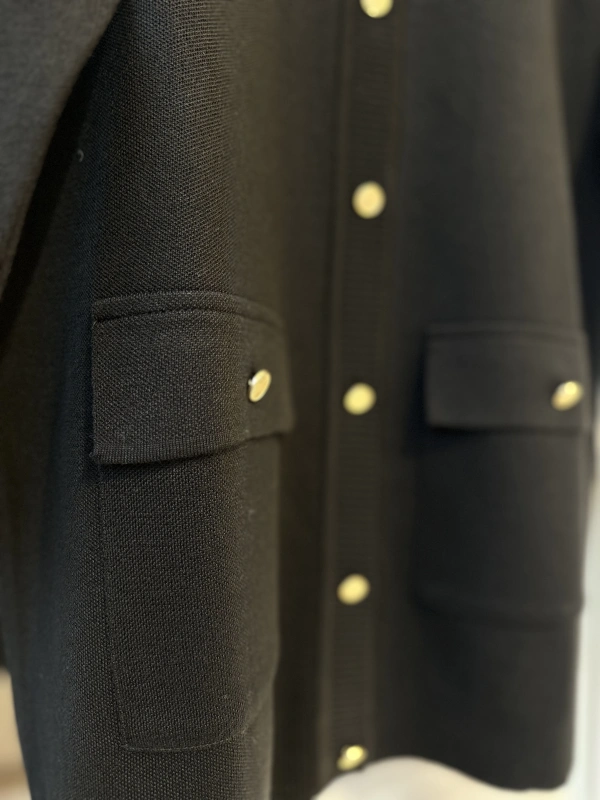 İNVEE 7070 Yün Karışımlı Triko Hırka - Siyah