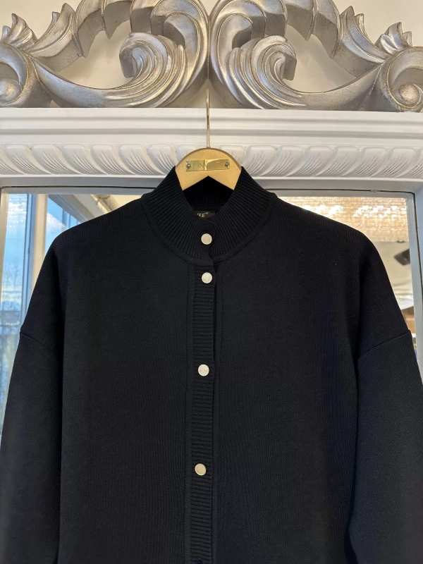 İNVEE 7070 Yün Karışımlı Triko Hırka - Siyah