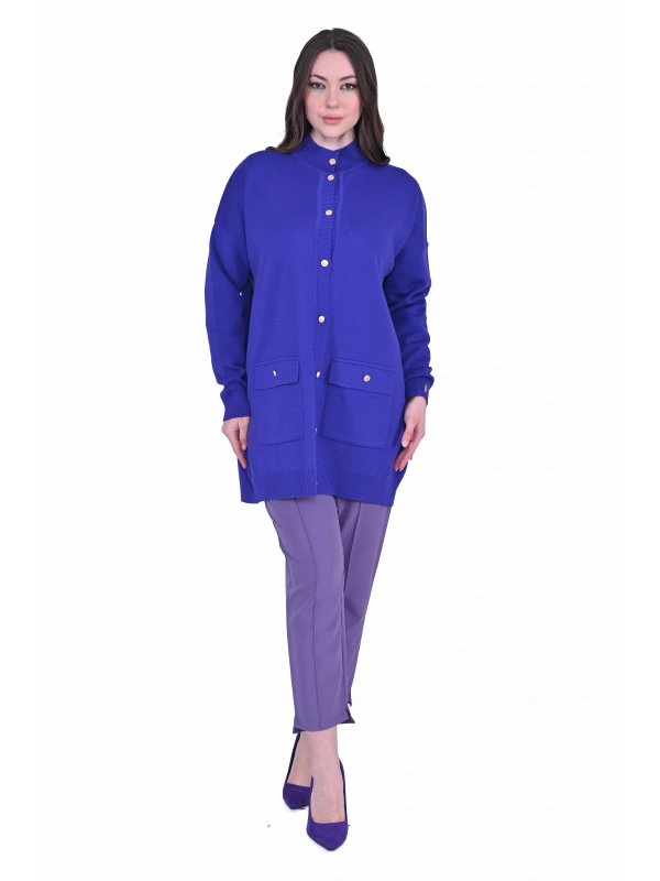 İNVEE 7070 Yün Karışımlı Triko Hırka - Mor